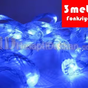 3 metre kumaş hortum mavi renk fonsiyonel yılbaşı ışığı
