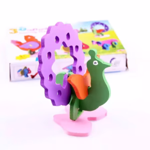 3D Ahşap hayvan puzzle Tavus kuşu