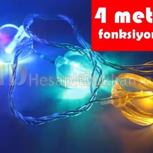 4 metre kalp şeklinde şeffaf kablo karışık renk led yılbaşı ışığı R642
