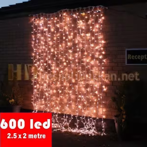 600 led şeffaf kablo fonksiyonlu yılbaşı perde ışık R646