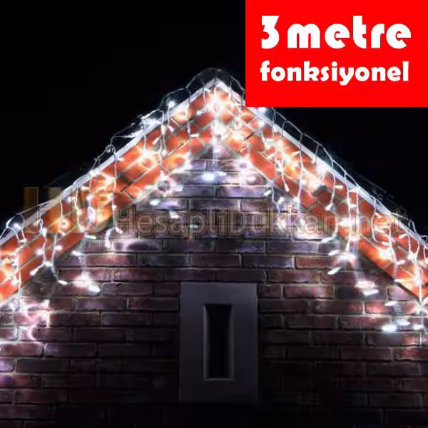 80 led yılbaşı saçak ışık 3 metre beyaz R648
