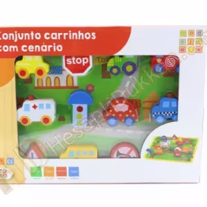 Ahşap eğitici oyuncak seti trafikte araçlar