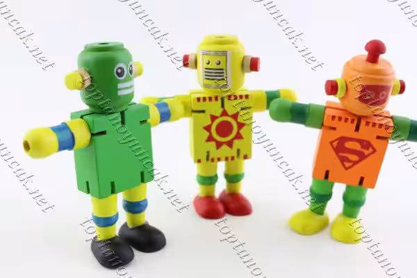 Ahşap hareketli robot promosyon toptan oyuncak küçük