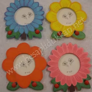 Ahşap manyetik buzdolabı süsü resim çerçevesi 12 li paket R15