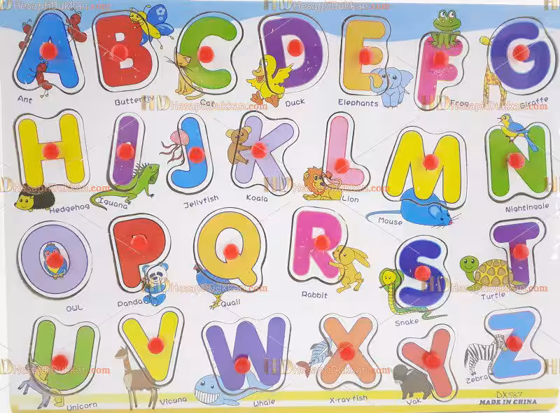 Ahşap puzzle İngilizce kelime şekil alfabe