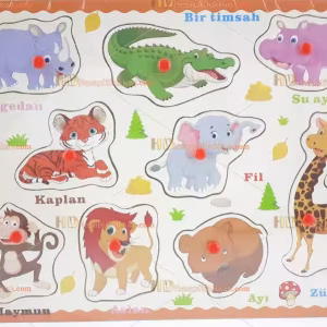 Ahşap tutmalı puzzle hayvanlar Türkçe toptan fiyat
