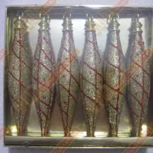 Altılı paket sarı simli yılbaşı ağacı süsleri R240