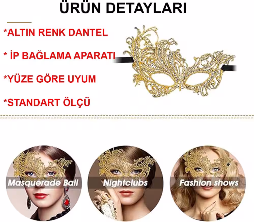 Altın Dantel Parti Maskesi Ucuz fiyatı Toptan