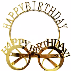 Altın Renkli Happy Birthday Taç Gözlük