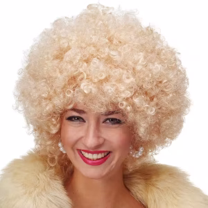 Altın Renkli Kıvırcık Afro Peruk