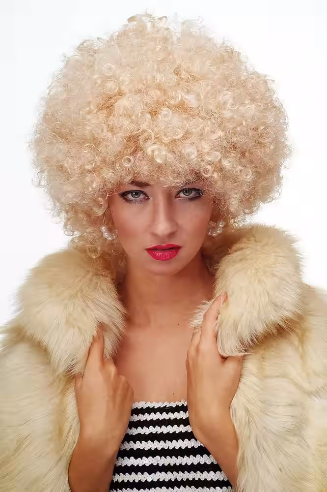 Altın Renkli Kıvırcık Afro Peruk