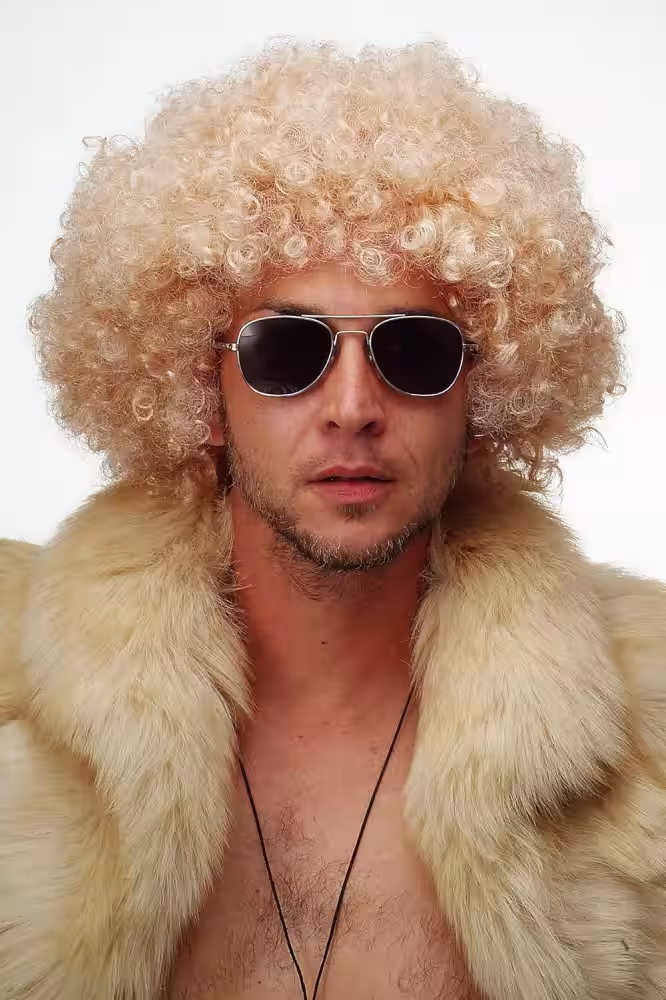 Altın Renkli Kıvırcık Afro Peruk