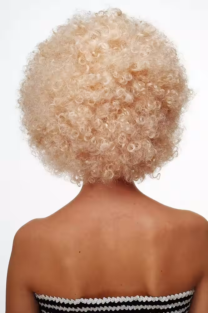 Altın Renkli Kıvırcık Afro Peruk