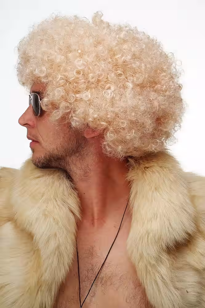 Altın Renkli Kıvırcık Afro Peruk