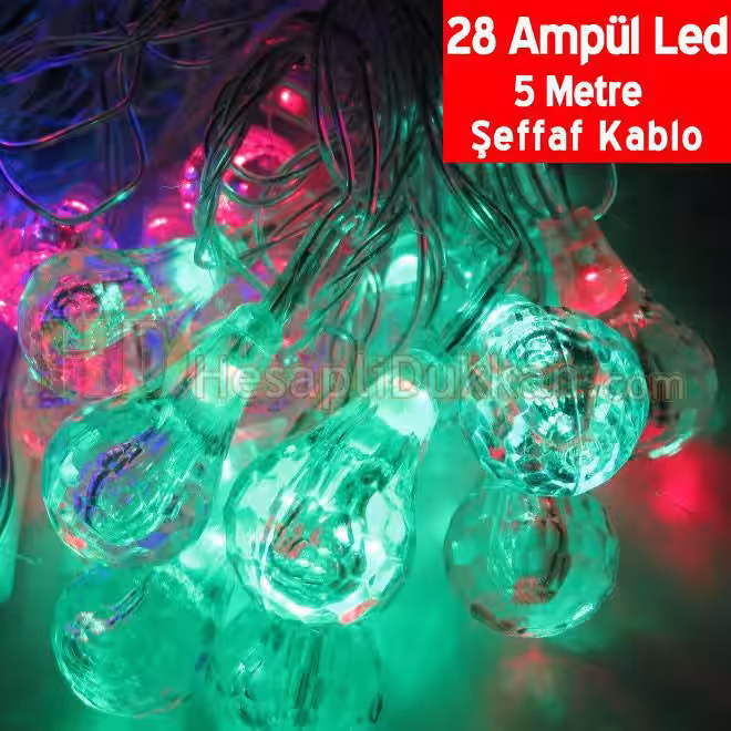 Ampül şeklinde yılbaşı ışıkları 28 led 5 metre
