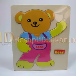 Ayı şeklinde ahşap puzzle eğitici oyuncak R813