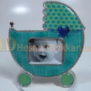Bebek arabası şeklinde çerçeve bebek magnet buzdolabı süsü