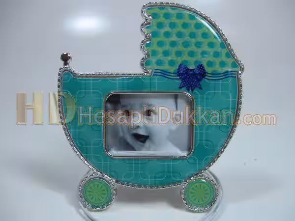 Bebek arabası şeklinde çerçeve bebek magnet buzdolabı süsü