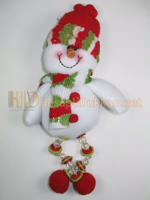 Boncuk ayaklı kardan adam peluş yılbaşı ağacı süsü R674