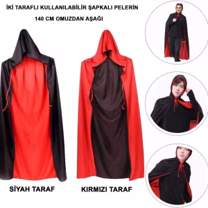 Çift Taraflı Kapişonlu Pelerin 140cm