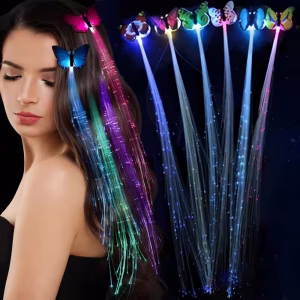 Çok Renkli LED Işıklı Kelebek Saç Klipsi