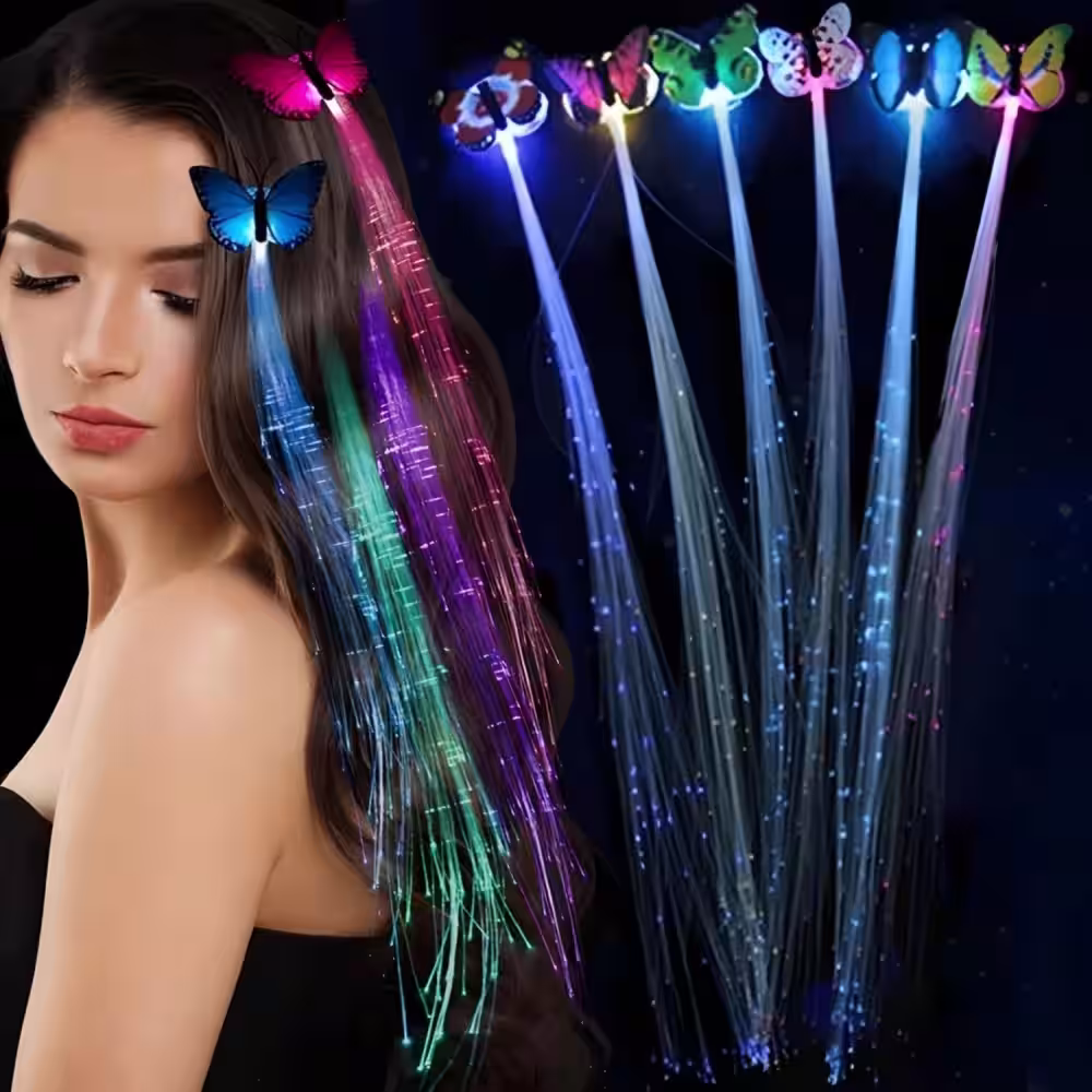 Çok Renkli LED Işıklı Kelebek Saç Klipsi