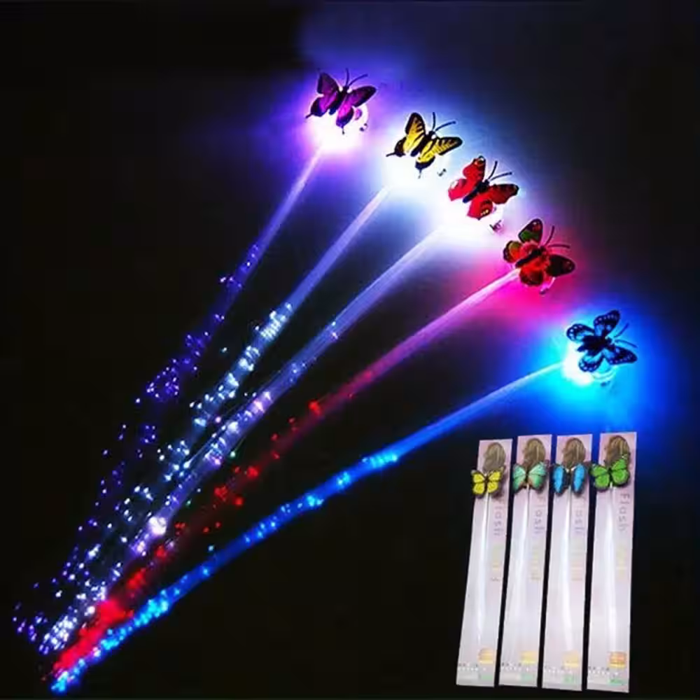 Çok Renkli LED Işıklı Kelebek Saç Klipsi