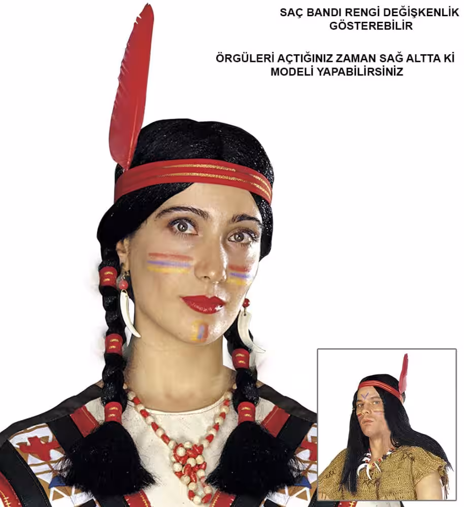 Etnik Kızılderili Peruğu