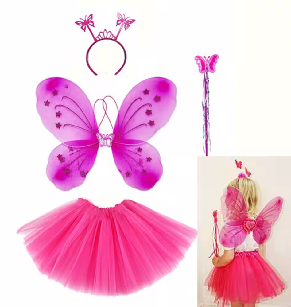 Fuşya Kelebek Kostüm Seti Toptan Satış