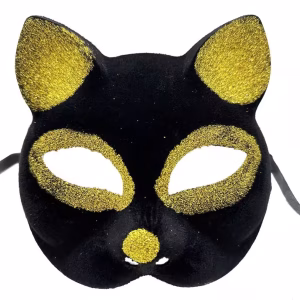 Gold Simli Kedi Maskesi