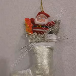 Gri keseli çam ağacı süsü minik noel baba P975