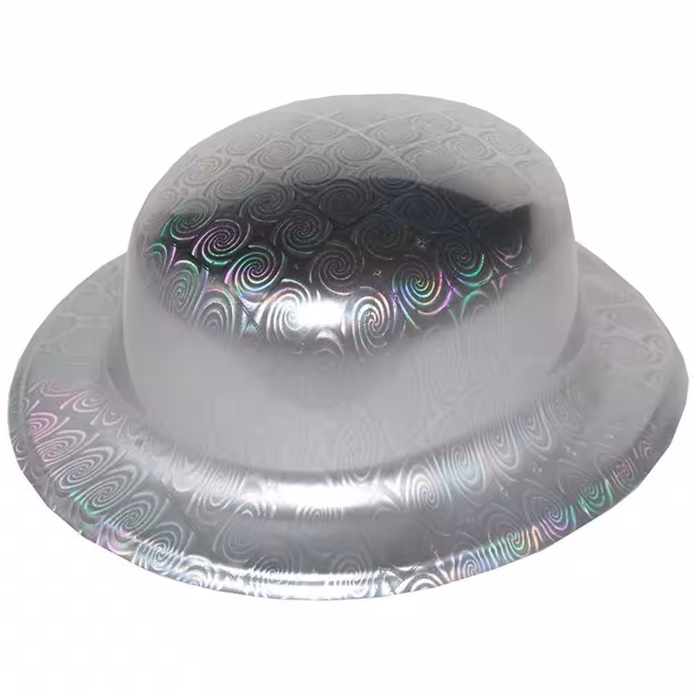 Gümüş Hologramlı Melon Şapka Toptan