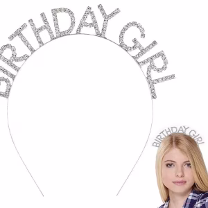 Gümüş Kristal Birthday Girl Taç Toptan