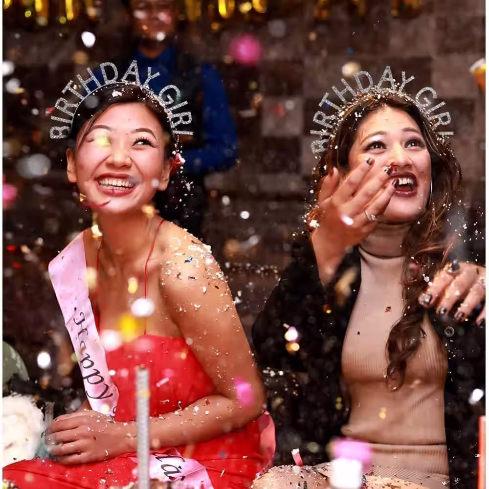Gümüş Kristal Birthday Girl Taç Toptan