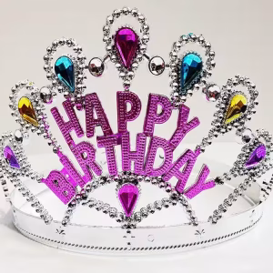 Gümüş Renkli Happy Birthday Tacı