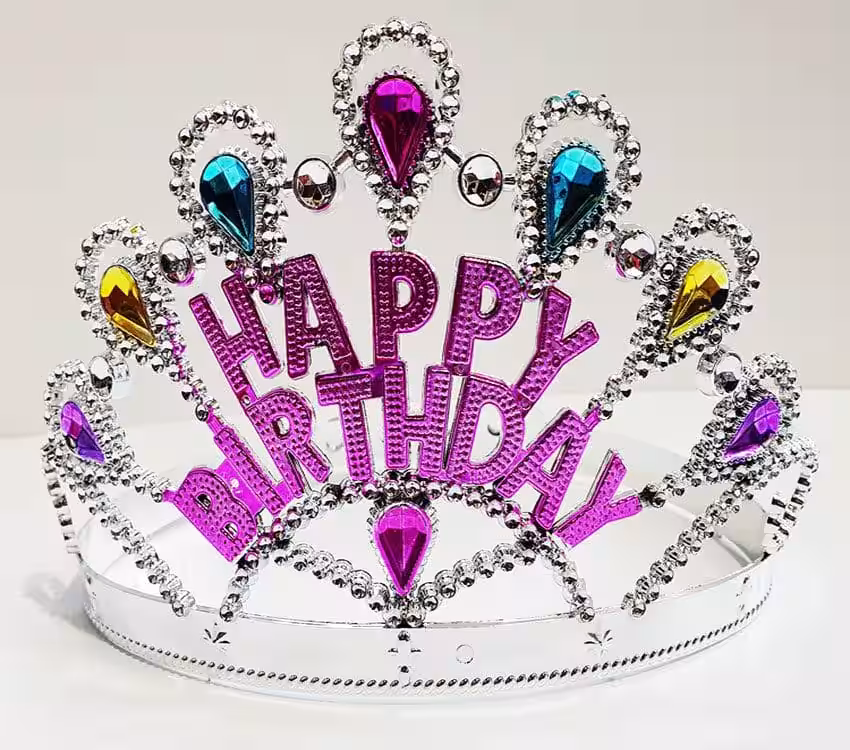 Gümüş Renkli Happy Birthday Tacı