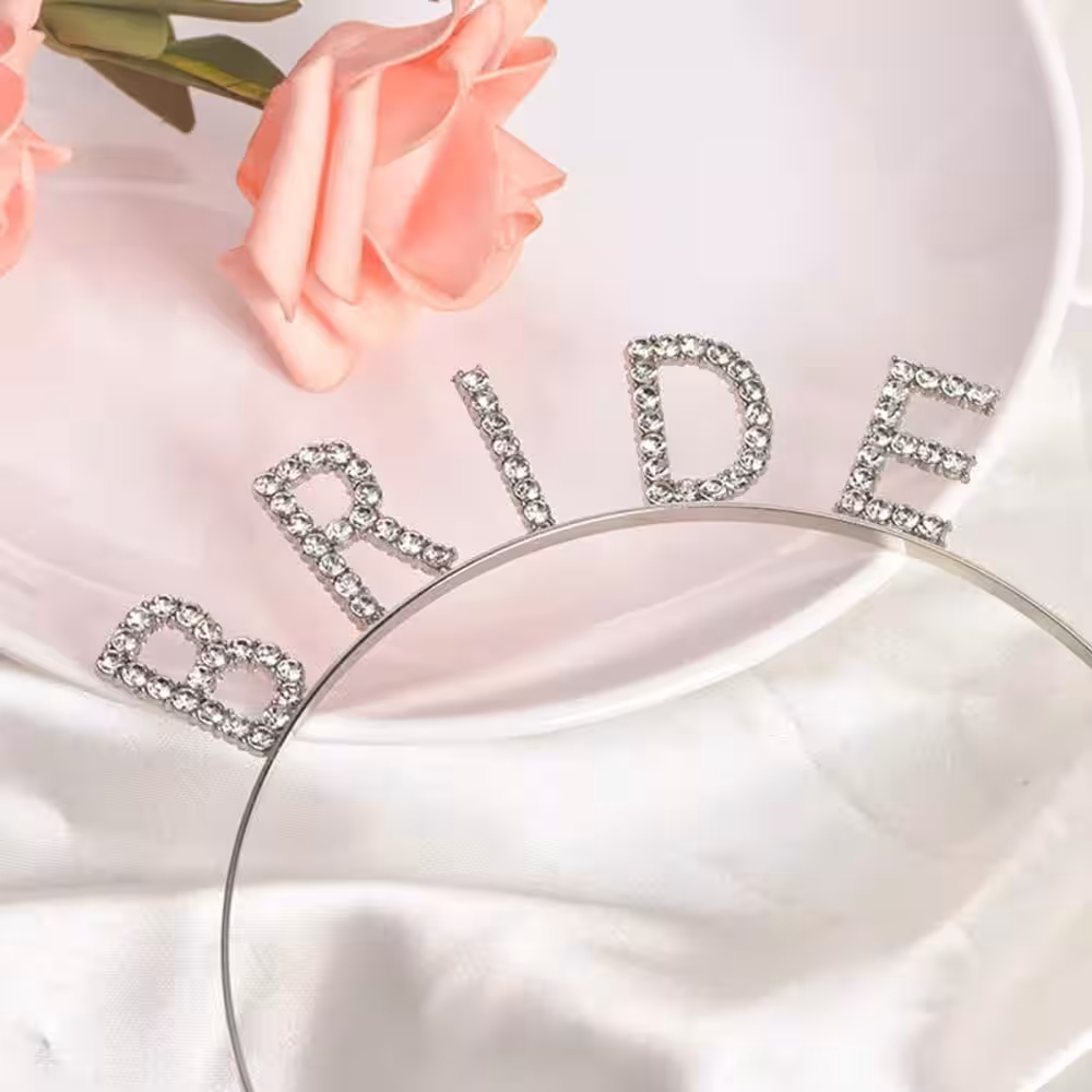 Gümüş Renkli Kristal Taşlı Bride Tacı