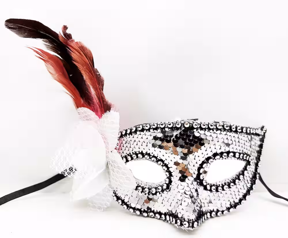 Gümüş Taşlı Pullu Maske