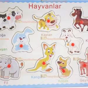Hayvanlar serisi 4 Türkçe eğitici oyuncak yapboz
