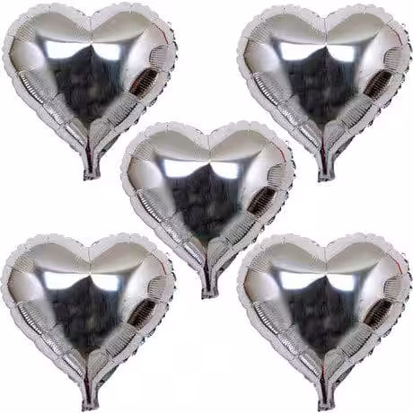 Kalp Şekilli Gümüş Folyo Balonlar