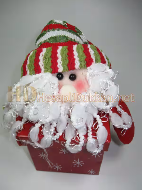 Kare şeklinde kıvırcık sakallı noel baba figürlü kutu R660