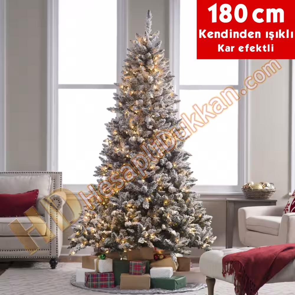 Kendinden led ışıklı yılbaşı ağacı kar efekt 180 cm