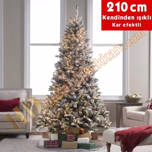 Kendinden led ışıklı yılbaşı ağacı kar efekt 210 cm