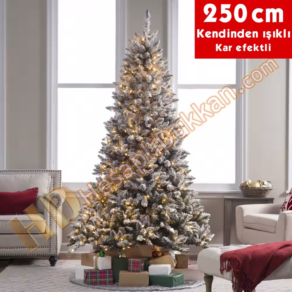 Kendinden led ışıklı yılbaşı ağacı kar efekt 250 cm
