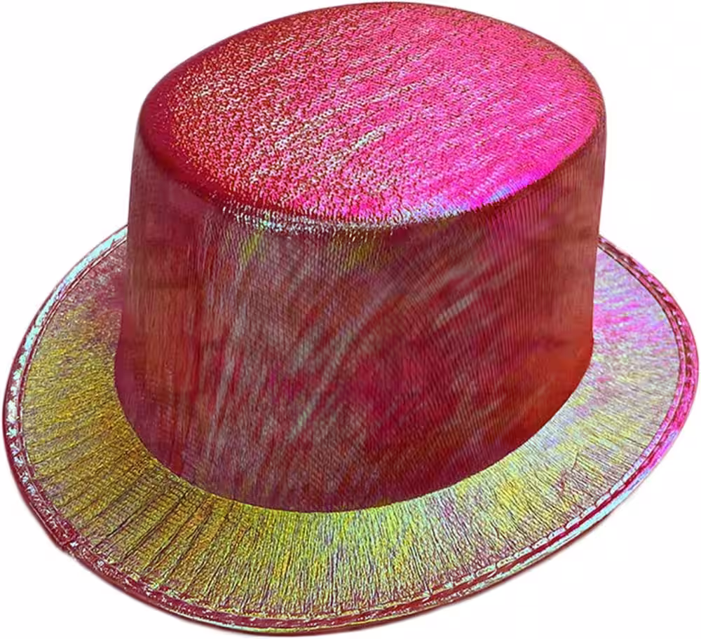 Kırmızı Hologram Silindir Şapka Toptan