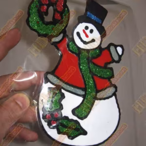 Kırmızı kazaklı kardan adam yılbaşı cam sticker R267