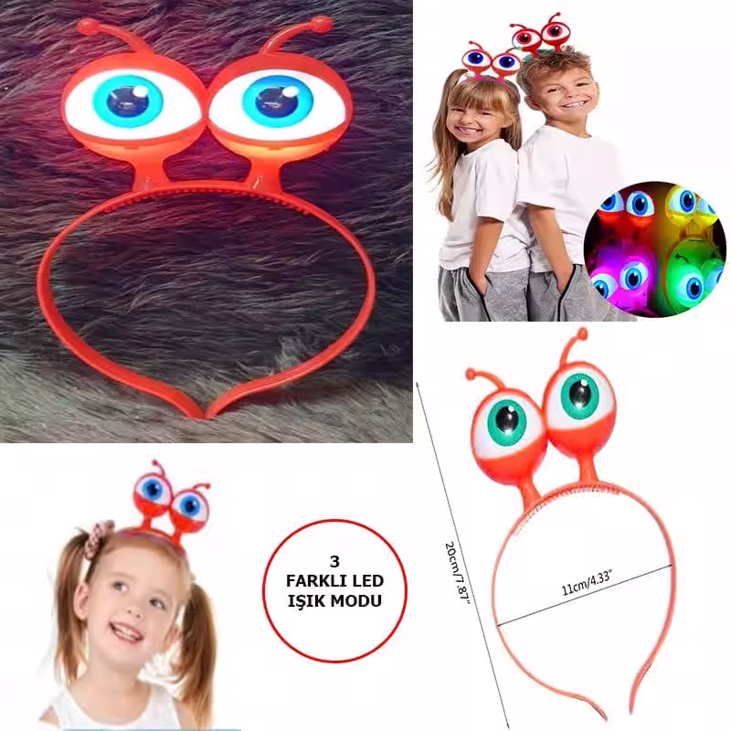 Kırmızı Led Işıklı Uzaylı Taç