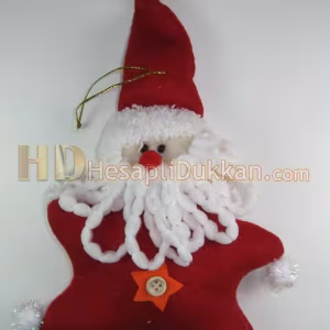 Kırmızı noel baba peluş yıldız yılbaşı ağacı süsü