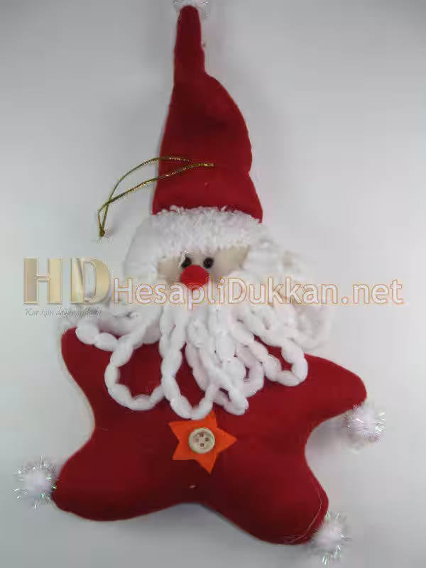 Kırmızı peluş yıldız noel baba yılbaşı ağacı süsü R671