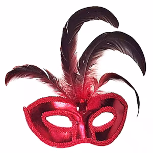 Kırmızı Rugan Tüylü Maske Toptan